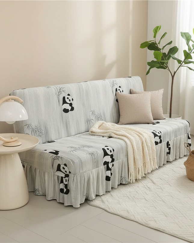 Housse de clic clac panda bambou jupe – Protection canapé convertible – Photo Variation 1