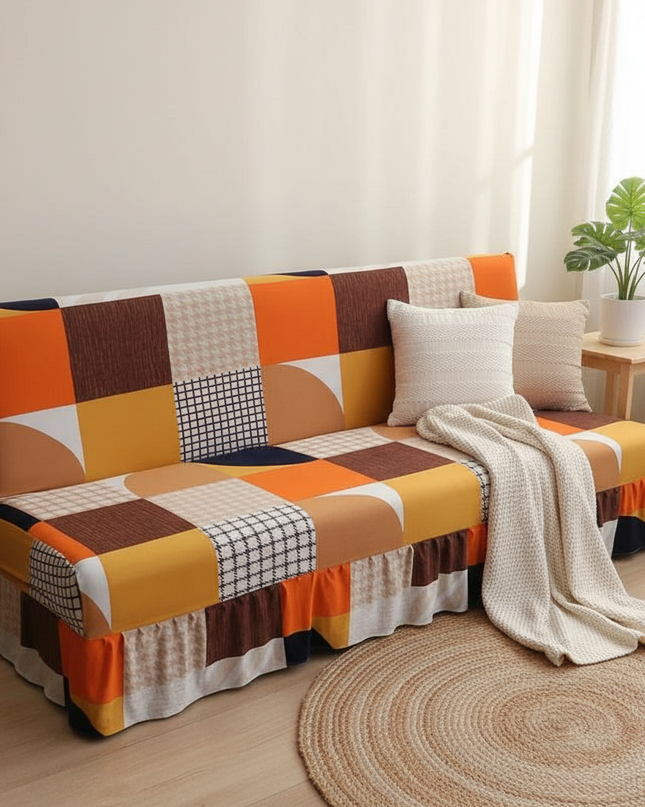 Housse de clic clac patchwork multicolore – Protection canapé convertible – Photo Variation 1