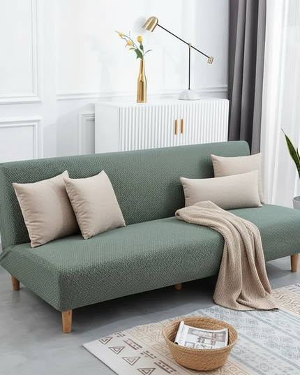 Housse de clic clac jacquard vert élastique – Protection canapé convertible – Photo Variation 1