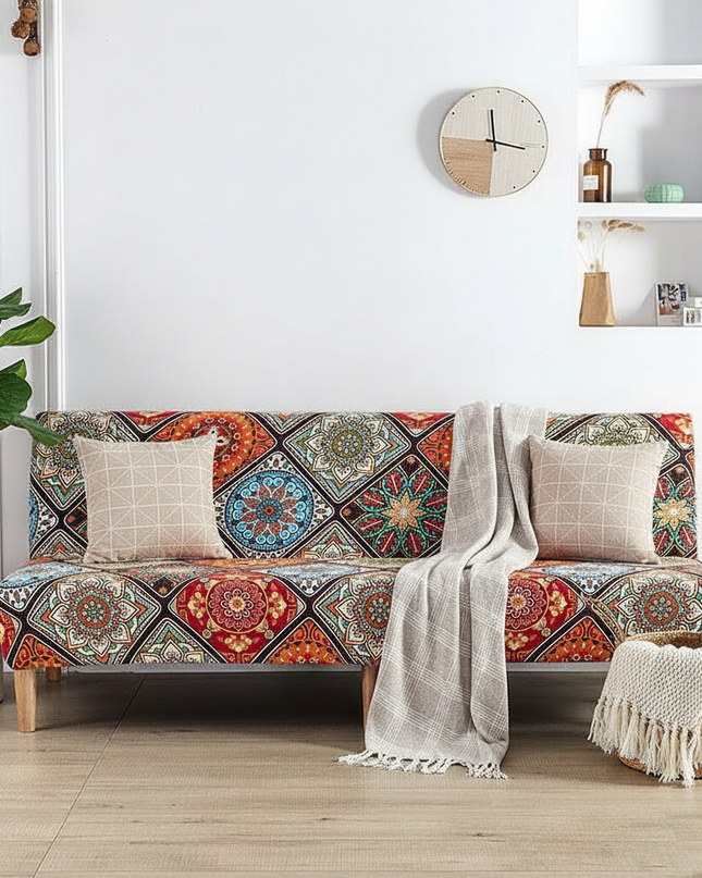 Housse de clic clac Mandalas Géométrique Multicolore – Protection canapé convertible – Photo Variation 1