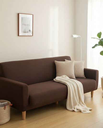 Housse de clic clac sans accoudoirs chocolat – Protection canapé convertible – Photo Variation 1
