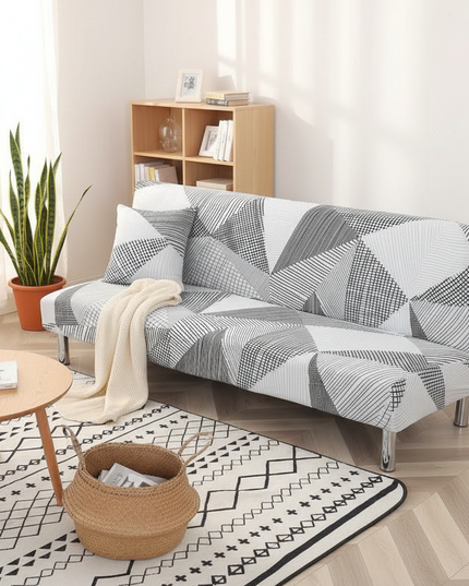 Housse de clic clac géométrique noir blanc – Protection canapé convertible – Photo Variation 1