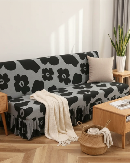 Housse de clic clac imprimé floral gris – Protection canapé convertible – Photo Variation 1
