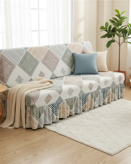 Housse de clic clac géométrique jupe extensible – Protection canapé convertible – Photo Variation 1