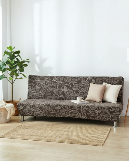 Housse de clic clac élastique marron feuilles – Protection canapé convertible – Photo Variation 1