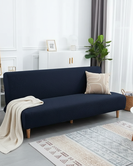 Housse de clic clac bleu marine jacquard – Protection canapé convertible – Photo Variation 1