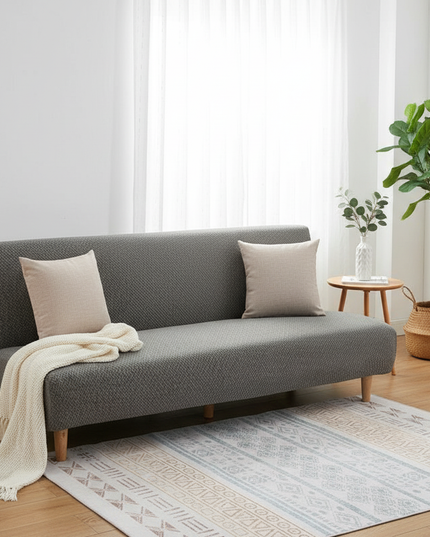 Housse de clic clac grise jacquard extensible – Protection canapé convertible – Photo Variation 1