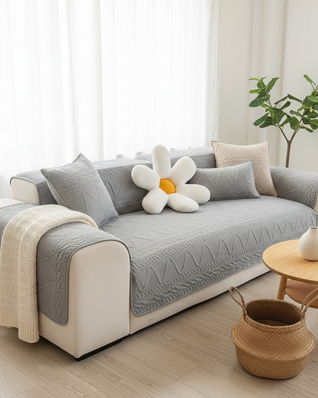 Housse de clic clac gris matelassée – Protection canapé convertible – Photo Variation 1