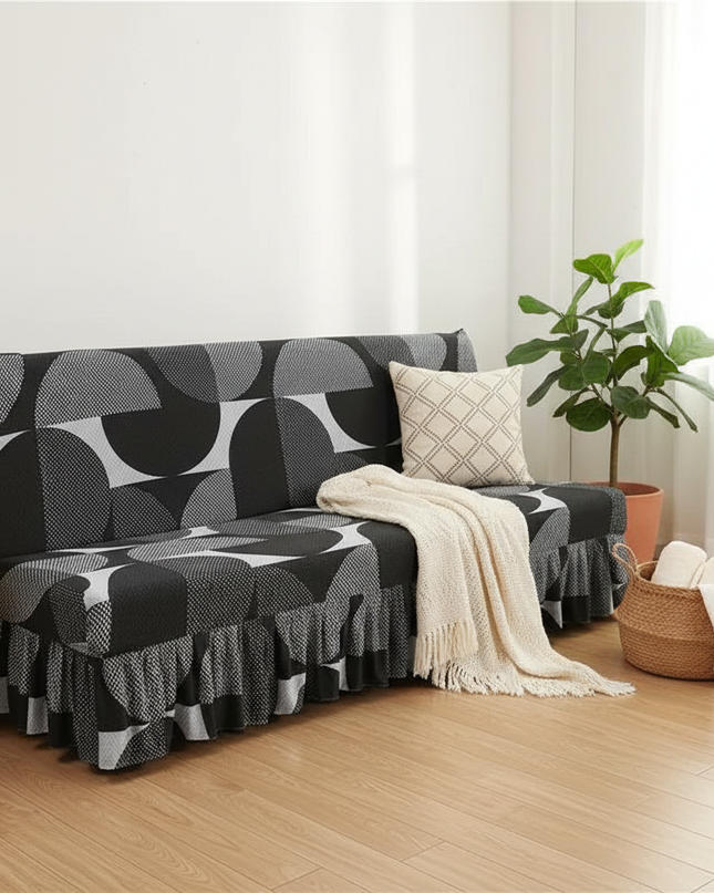 Housse de clic clac géométrique jupe lavable – Protection canapé convertible – Photo Variation 1