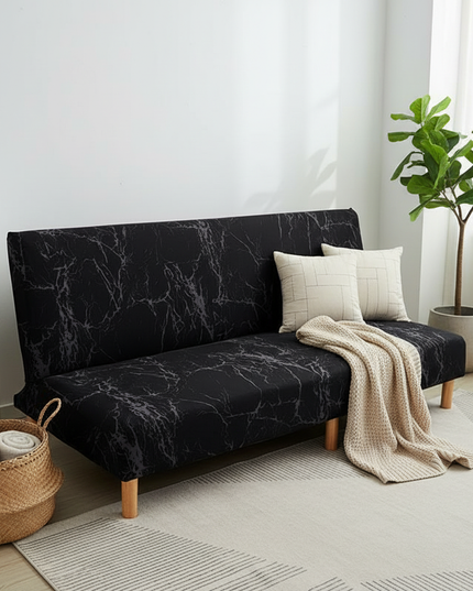 Housse de clic clac noire marbre – Protection canapé convertible – Photo Variation 1
