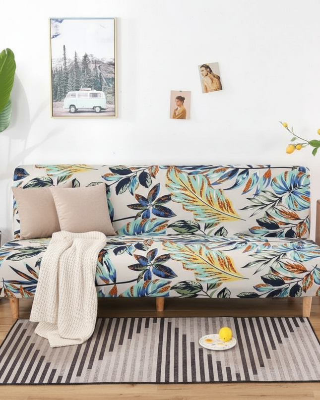 Housse de clic clac feuilles tropicales multicolores – Protection canapé convertible – Photo Variation 1