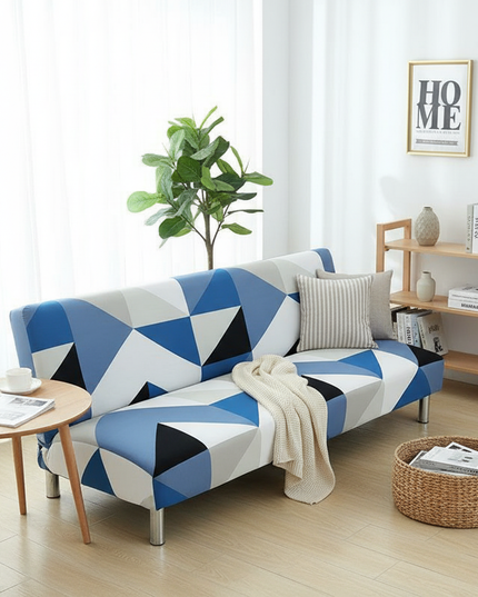 Housse de clic clac imprimé floral bleu – Protection canapé convertible – Photo Variation 1