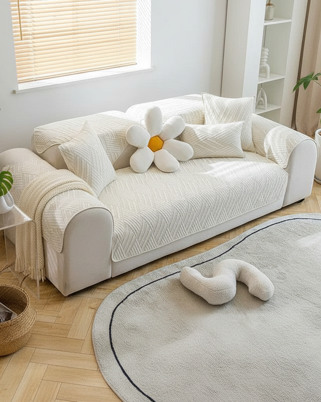 Housse de clic clac matelassée écru antidérapante – Protection canapé convertible – Photo Variation 1