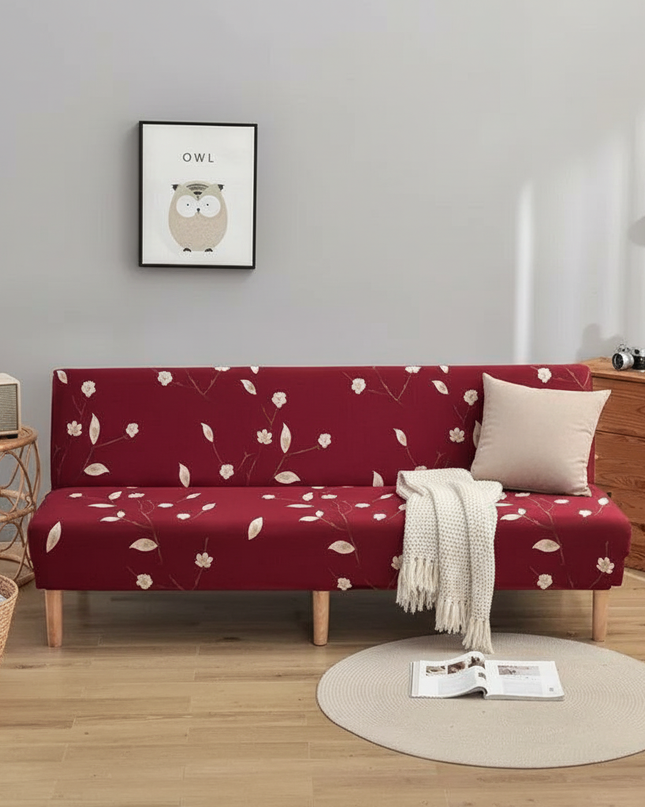 Housse de clic clac Bordeaux floral – Protection canapé convertible – Photo Variation 1