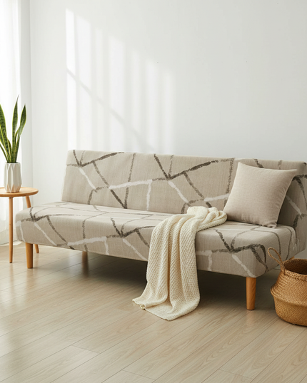 Housse de clic clac géométrique noir gris – Protection canapé convertible – Photo Variation 1