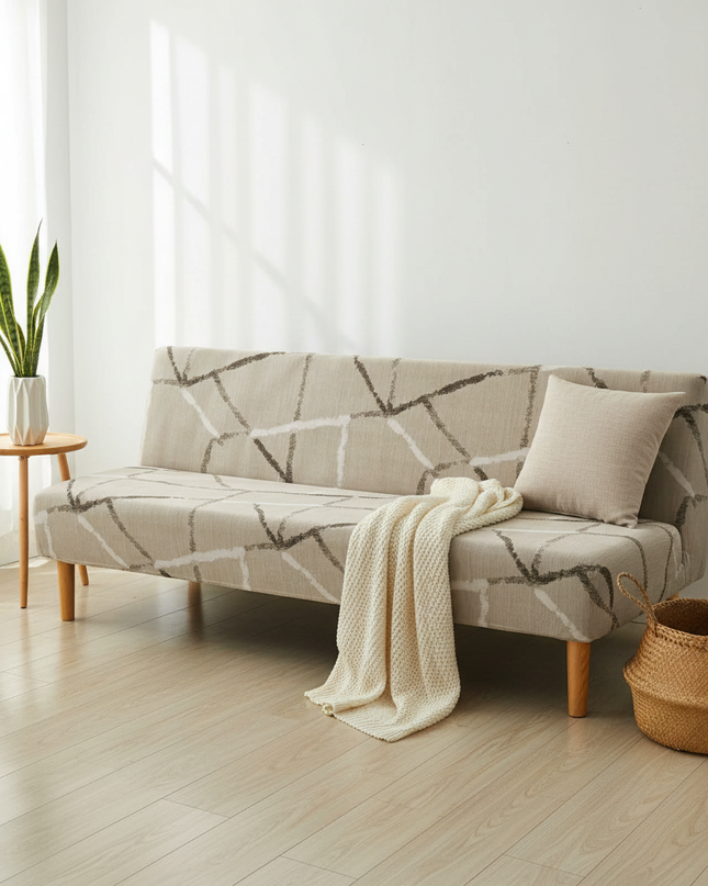 Housse de clic clac géométrique noir gris – Protection canapé convertible – Photo Variation 1