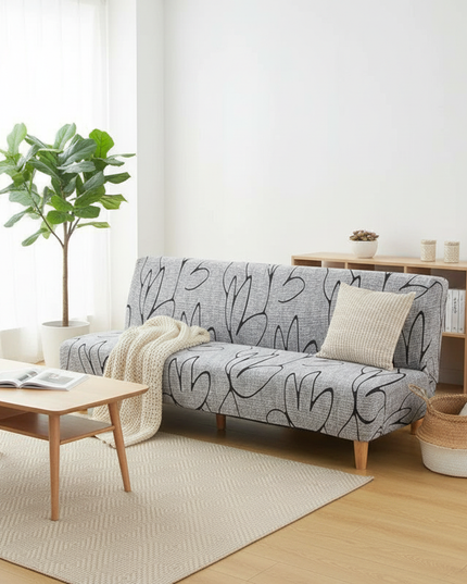 Housse de clic clac imprimée abstraite grise – Protection canapé convertible – Photo Variation 1
