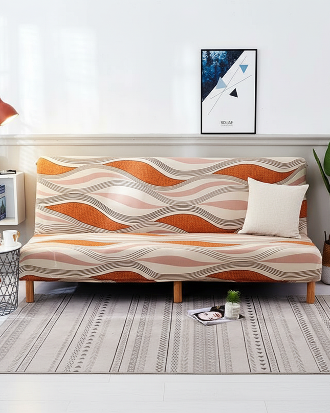 Housse de clic clac élastique motif vagues – Protection canapé convertible – Photo Variation 1