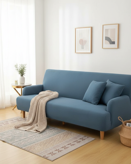 Housse de clic clac bleu canard extensible – Protection canapé convertible – Photo Variation 1