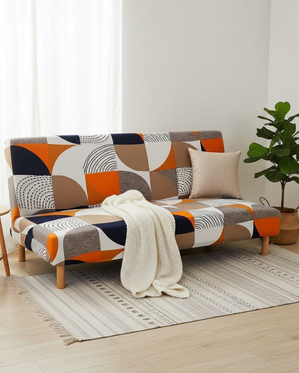 Housse de clic clac géométrique multicolore design – Protection canapé convertible – Photo Variation 1