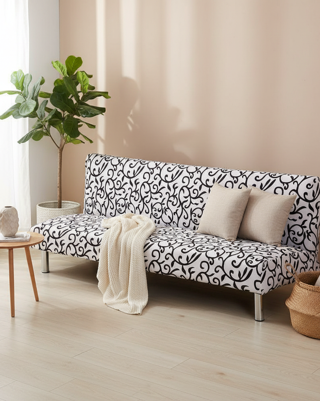 Housse de clic clac élastique motifs arabesques – Protection canapé convertible – Photo Variation 1