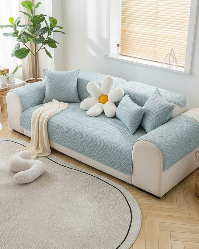 Housse de clic clac bleu matelassée antidérapante – Protection canapé convertible – Photo Variation 1