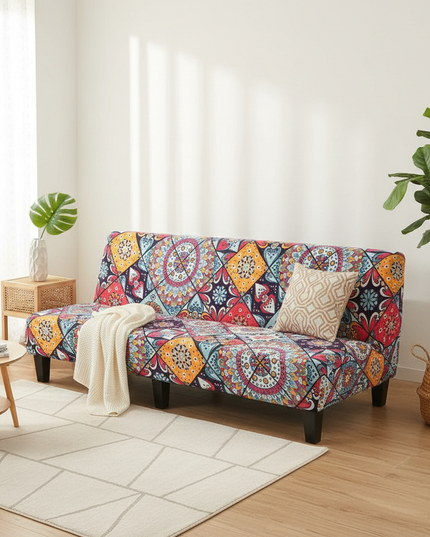 Housse de clic clac motifs mandalas colorés – Protection canapé convertible – Photo Variation 1
