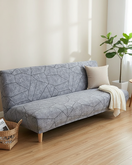 Housse de clic clac grise géométrique – Protection canapé convertible – Photo Variation 1