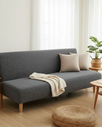 Housse de clic clac anthracite jacquard extensible – Protection canapé convertible – Photo Variation 1