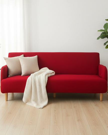 Housse de clic clac rouge unie élastique – Protection canapé convertible – Photo Variation 1