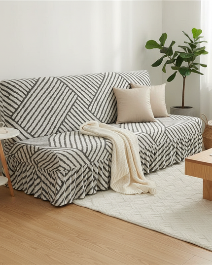 Housse de clic clac géométrique plissé lavable – Protection canapé convertible – Photo Variation 1