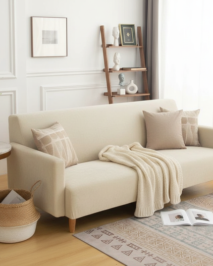 housse clic clac blanc cassé – Protection canapé convertible – Photo Variation 1