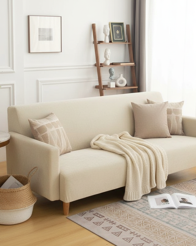 housse clic clac blanc cassé – Protection canapé convertible – Photo Variation 1