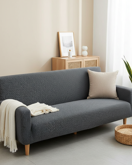 Housse de clic clac jacquard anthracite – Protection canapé convertible – Photo Variation 1