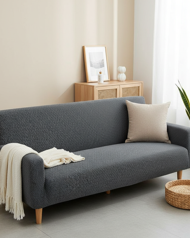 Housse de clic clac jacquard anthracite – Protection canapé convertible – Photo Variation 1