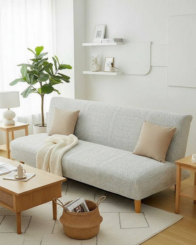 Housse de clic clac jacquard gris clair – Protection canapé convertible – Photo Variation 1
