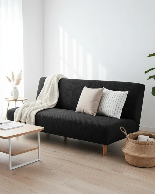 Housse de clic clac noire jacquard. – Protection canapé convertible – Photo Variation 1
