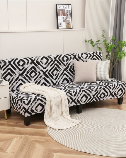 Housse de clic clac motif losanges noir – Protection canapé convertible – Photo Variation 1