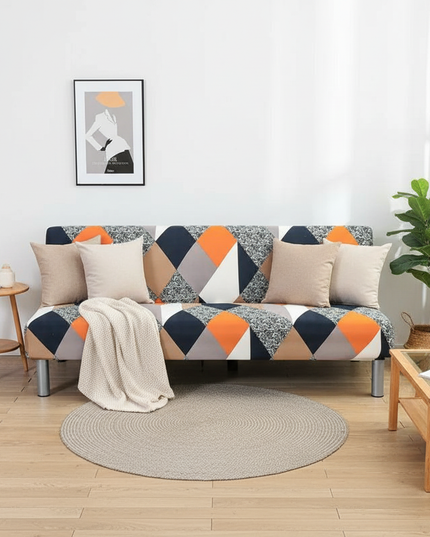 Housse de clic clac géométrique multicolore stretch – Protection canapé convertible – Photo Variation 1