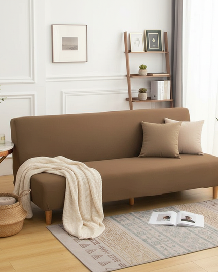 Housse de clic clac marron extensible – Protection canapé convertible – Photo Variation 1
