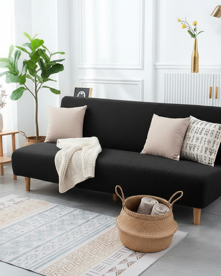 Housse de clic clac noire jacquard – Protection canapé convertible – Photo Variation 1