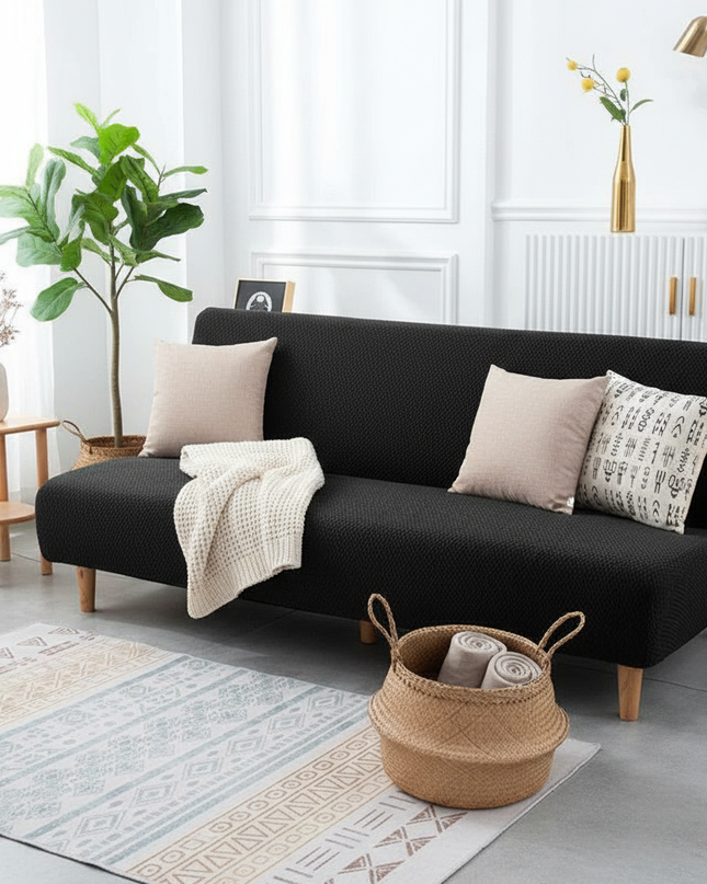Housse de clic clac noire jacquard – Protection canapé convertible – Photo Variation 1