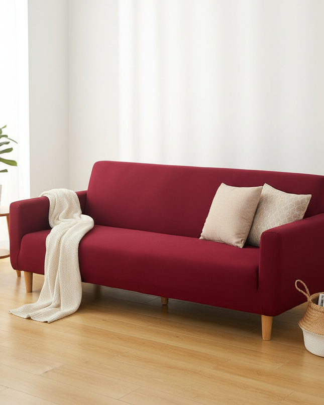 Housse de clic clac bordeaux sans accoudoirs – Protection canapé convertible – Photo Variation 1