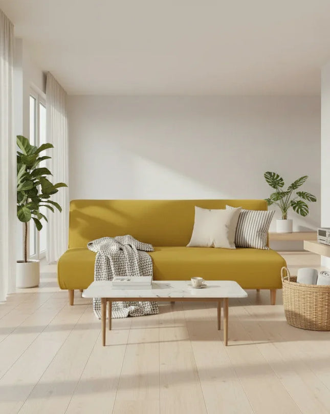 housse clic clac moutarde – Protection canapé convertible – Photo Variation 1