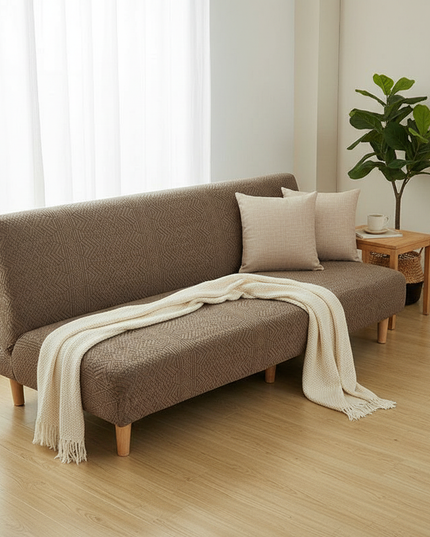 housse clic clac taupe clair – Protection canapé convertible – Photo Variation 1