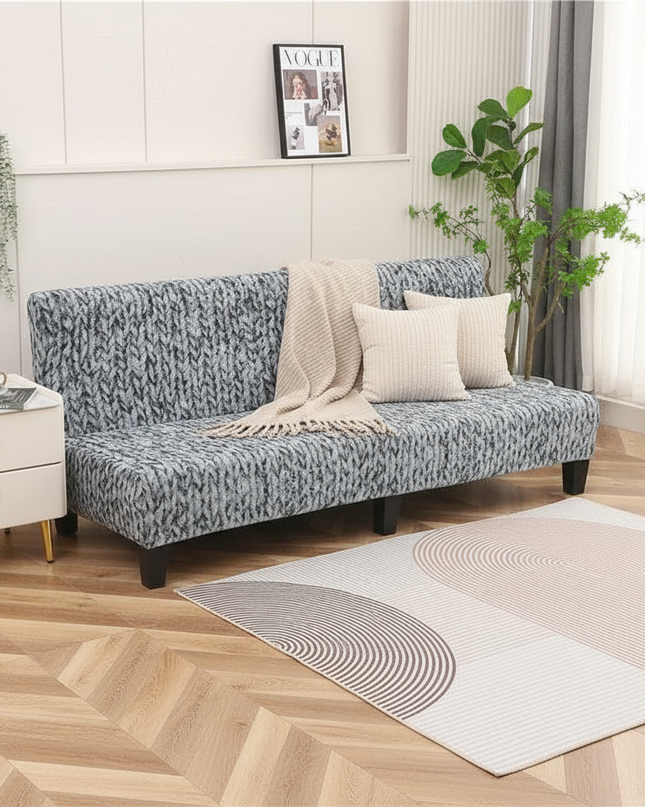 Housse de clic clac grise tricoté – Protection canapé convertible – Photo Variation 1