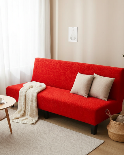 Housse de clic clac rouge motif floral – Protection canapé convertible – Photo Variation 1