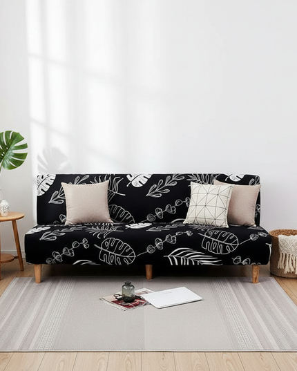 Housse de clic clac noire feuilles tropicales – Protection canapé convertible – Photo Variation 1