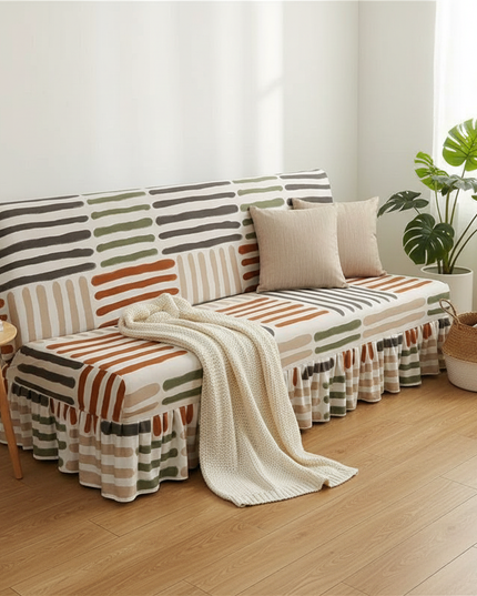 Housse de clic clac motifs abstraits automne jupe. – Protection canapé convertible – Photo Variation 1