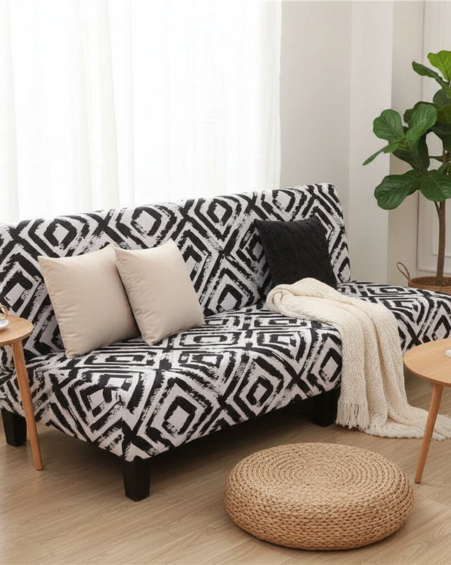 Housse de clic clac losanges noirs – Protection canapé convertible – Photo Variation 1
